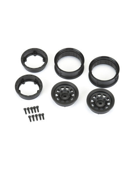 1-10 Keystone Front-Rear 1.55" 12mm Rock Crawler Wheels (2) Black
