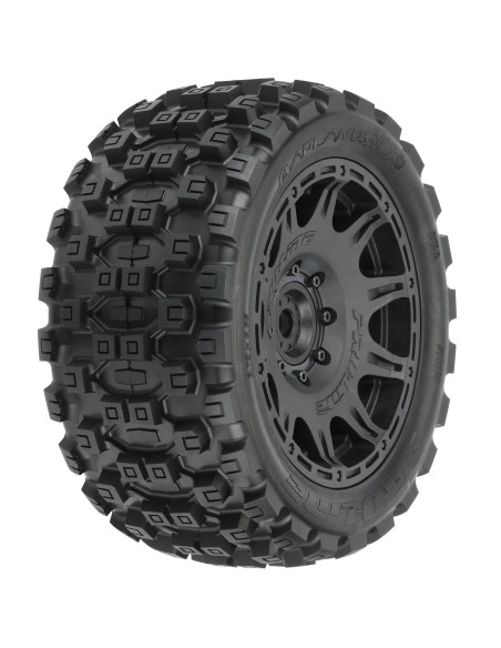 1-6 Badlands MX57 Front-Rear 5.7” Tires Mounted on Raid 8x48 Removable 24mm Hex Wheels (2): Black