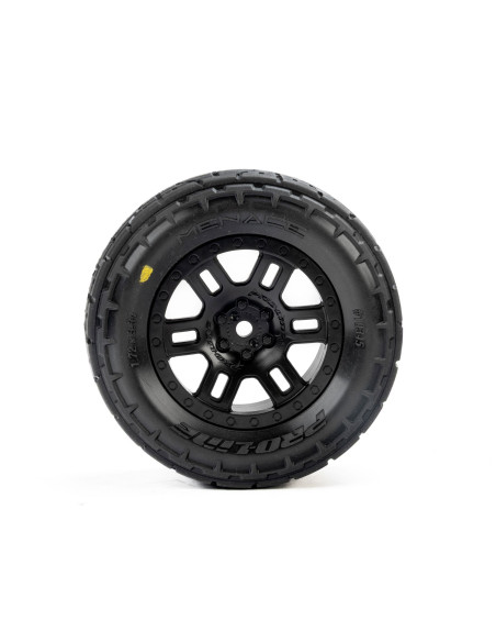 Menace Front-Rear Street Tires Mounted 12mm Black Split Six (2): ARRMA MINI KRATON