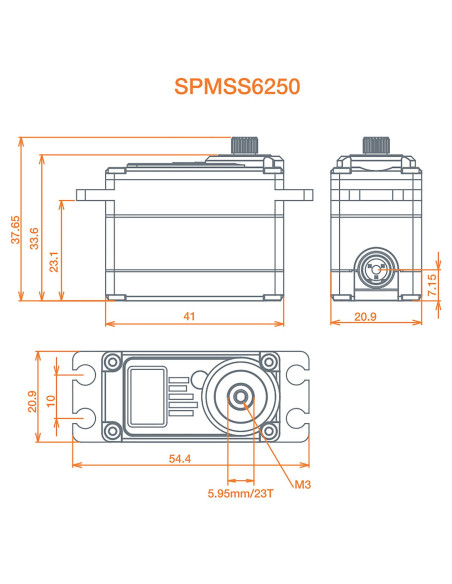 S6250 Standard Digital HV High Torque Metal Gear Waterproof Surface Servo