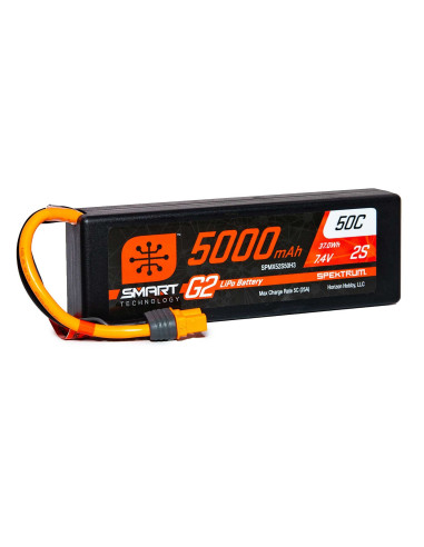7.4V 5000mAh 2S 50C Smart LiPo G2 Hard Case: IC3