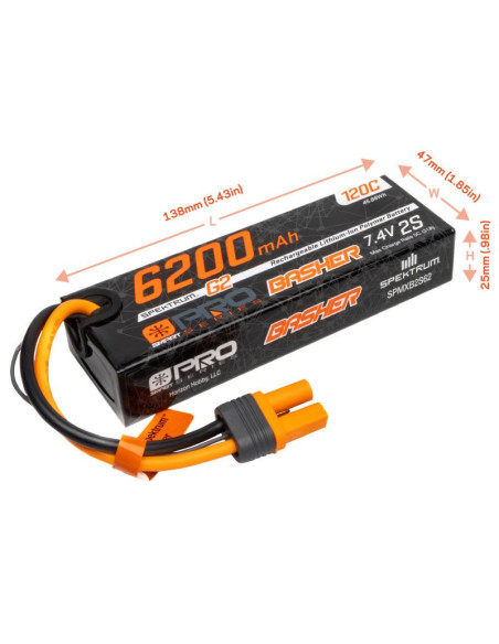7.4V 6200mAh 2S 120C Smart G2 Pro Basher LiPo Battery: IC5