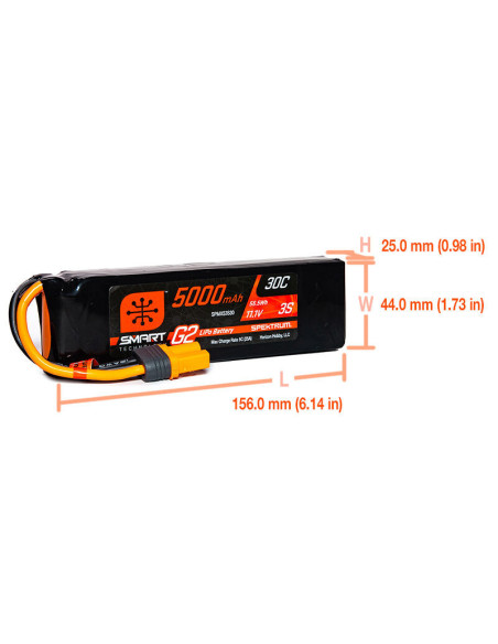 11.1V 5000mAh 3S 30C Smart G2 LiPo Battery: IC5