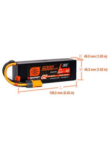 14.8V 5000mAh 4S 30C Smart G2 Hardcase LiPo...