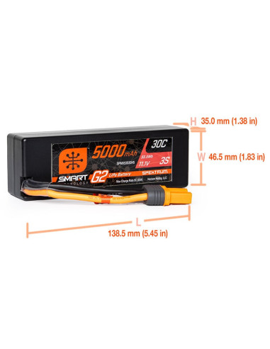 11.1V 5000mAh 3S 30C Smart G2 Hardcase LiPo...