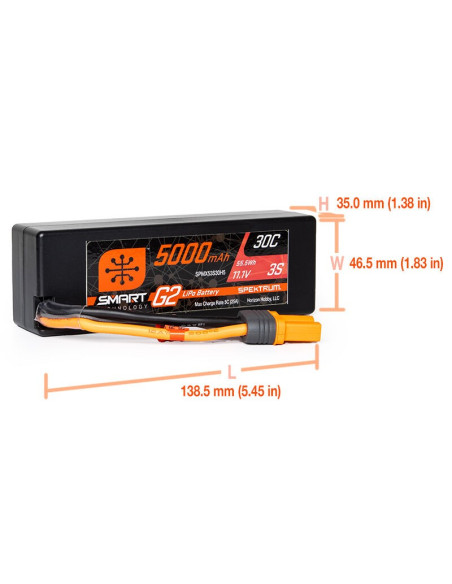 11.1V 5000mAh 3S 30C Smart G2 Hardcase LiPo Battery: IC5