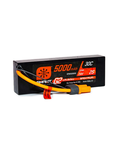 7.4V 5000mAh 2S 30C Smart G2 Hardcase LiPo Battery: IC5