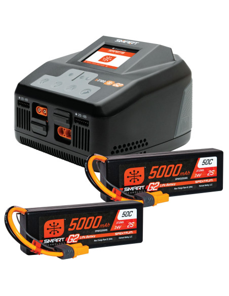Smart Powerstage 4S Surface Bundle: (2) G2 5000mAh 2S LiPo IC5 & S2100 Charger EU