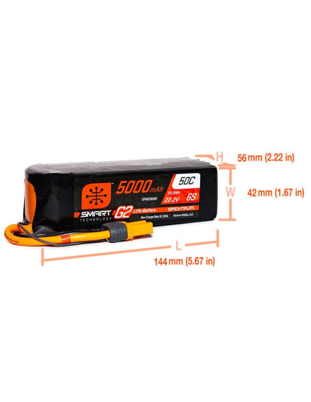 22.2V 5000mAh 6S 50C Smart G2 LiPo Battery: IC5