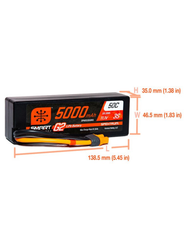 11.1V 5000mAh 3S 50C Smart G2 Hardcase LiPo...