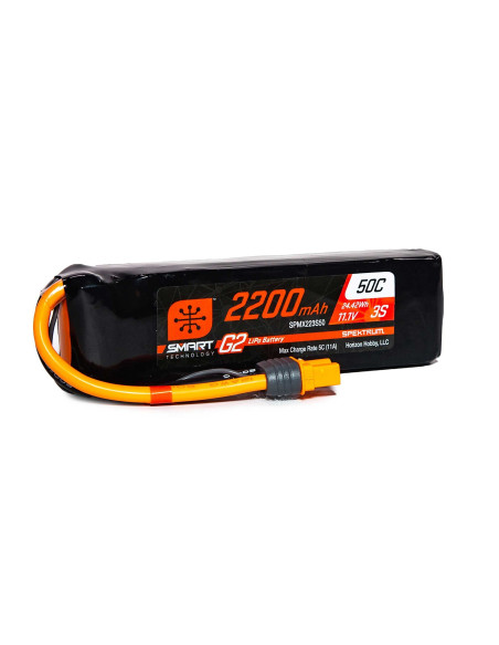 11.1V 2200mAh 3S 50C Smart G2 LiPo Battery: IC3