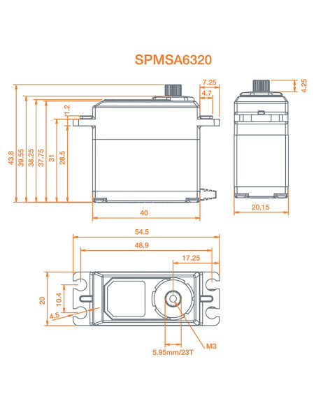 A6320 Standard Digital HV Brushless Mid Torque Metal Gear Aircraft Servo