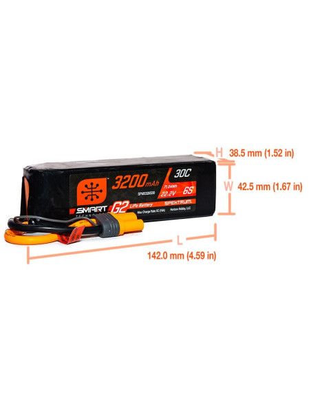 22.2V 3200mAh 6S 30C Smart G2 LiPo Battery: IC5