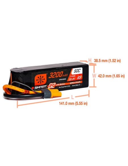 22.2V 3200mAh 6S 50C Smart G2 LiPo Battery: IC5