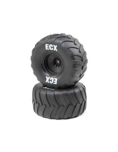 R-L Premounted Tire  Black Whl (2): 1-10 2WD...