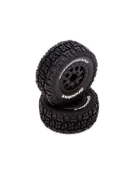 Front-Rear Wheel and Tire  Premount  Black (2): 1-10 2WD-4WD Torment