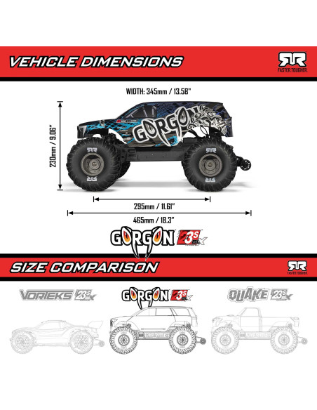 1-10 GORGON 223S 2WD RTR Brushless Monster Truck  Blue-Black