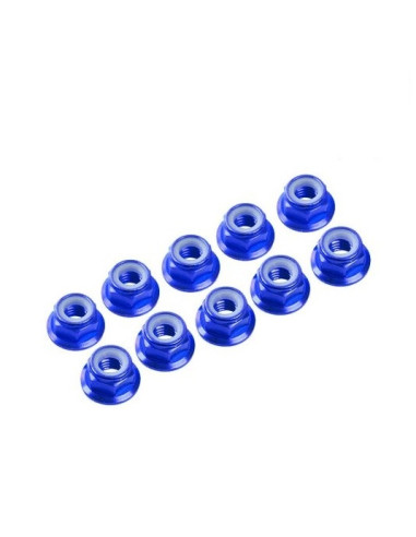 Tuerca Autoblocante Aluminio Flanget Azul M4 (10u)