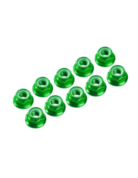 Tuerca Autoblocante Aluminio Flanget  M4 Verde