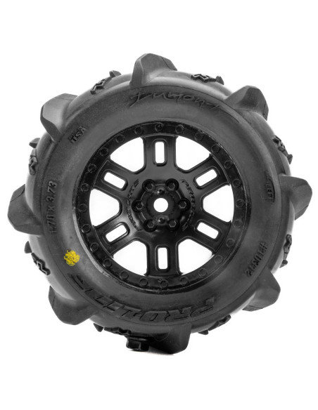 Pro-Line Racing 1-16 Dumont Front-Rear Paddle Tires Mounted 12mm Black Split Six (2): ARRMA MINI KRATON