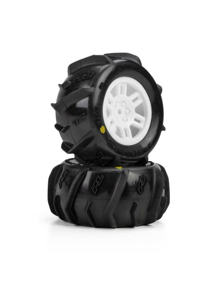 Pro-Line Racing 1-16 Dumont Front-Rear Paddle Tires Mounted 12mm White Split Six (2): ARRMA MINI KRATON