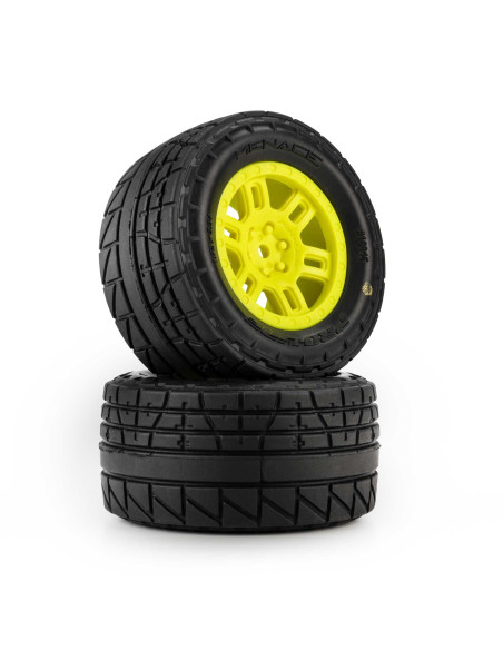 Pro-Line Racing 1-16 Menace Front-Rear Street Tires Mounted 12mm Yellow Split Six (2): ARRMA MINI KRATON