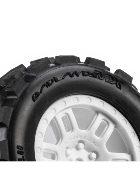 Pro-Line Racing 1-16 Badlands MX Front-Rear MT Tires Mounted 12mm White Split Six (2): ARRMA MINI KRATON