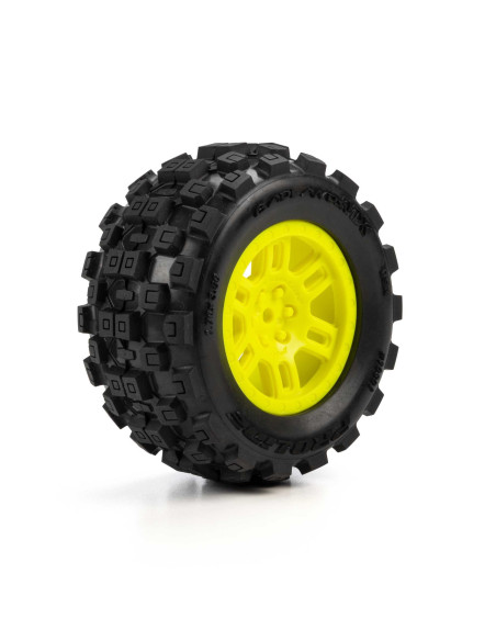 Pro-Line Racing 1-16 Badlands MX Front-Rear MT Tires Mounted 12mm Yellow Split Six (2): ARRMA MINI KRATON