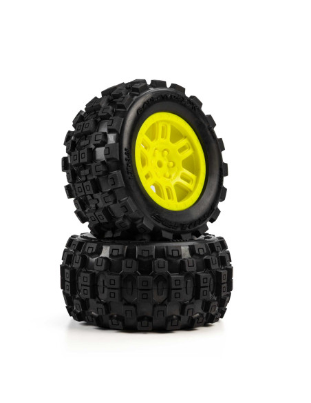 Pro-Line Racing 1-16 Badlands MX Front-Rear MT Tires Mounted 12mm Yellow Split Six (2): ARRMA MINI KRATON