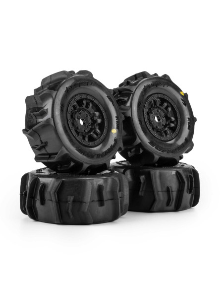 Pro-Line Racing 1-16 Dumont Front-Rear Paddle Tires Mounted 12mm Black Split Six (4): ARRMA MOJAVE GROM