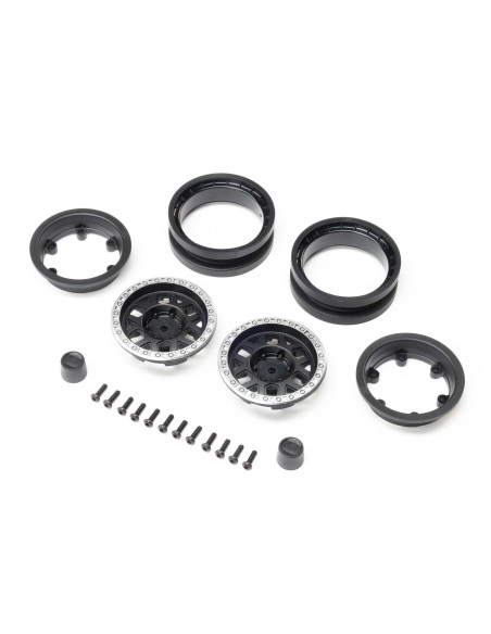 Axial 1.9" KMC Mesa Beadlock Wheels  Black & Silver (2)