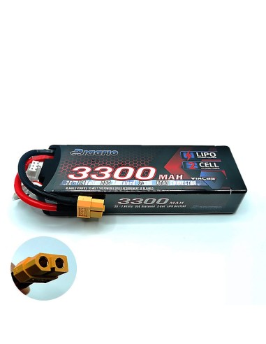 7.4V 3300mah 2S Lipo Battery XT60 Plug - Red