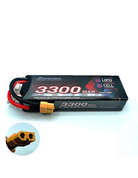 7.4V 3300mah 2S Lipo Battery XT60 Plug - Red