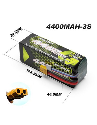 11.1V 4400mah 3S Lipo Battery XT60 Plug