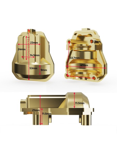 Brass Front Rear Axel Diff Covers for 1-7 Crawler - Rear