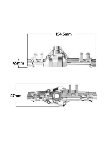 Metal Front Portal Housing Axle For 1-7 RC Crawler - Silver