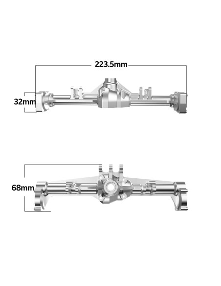 Metal Rear Portal Housing Axle For 1-7 RC Crawler - Silver