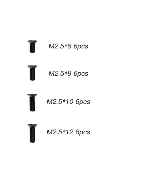 Flat Head Hex Screw  M2.5 (6mm & 8mm & 10mm & 12mm) For RZ001 and XTS Rally Cars