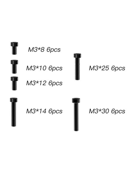 Cap Head Hex Screw  M3 (8mm & 10mm & 12mm & 14mm & 25mm & 30mm) For RZ001 and XTS Rally Cars