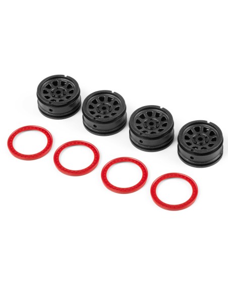 Pro-Line Racing 1-30 Raceline Daytona Front-Rear Wheels with Bead Ring  Black-Red (4): SCX30