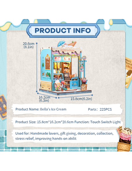 Cutebee Miniature House Bella's Ice Cream 225 piezas