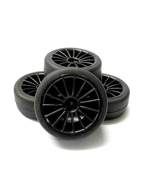 2500001 Wheel set onroad 15 spoke/slick black 1/10 (4pcs)