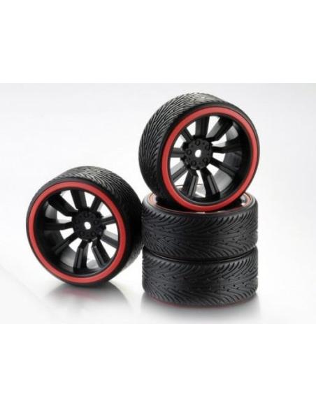 Neumáticos Drift 9-Spoke "Profile B" Rim Black/Ring Red