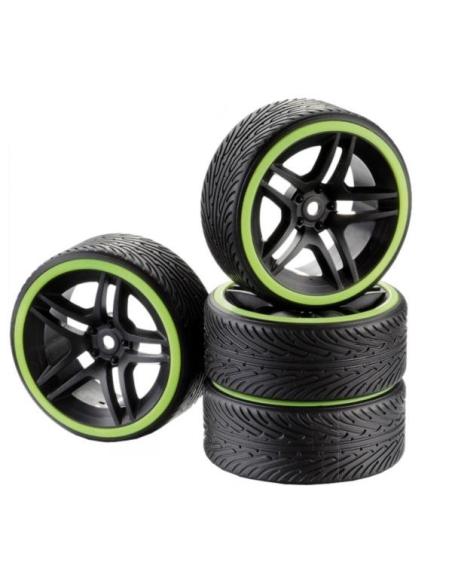 Neumáticos Drift 10-Spoke "Profile B" Rim Black/Ring neon Green