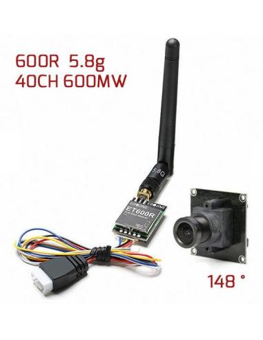 Cámara FPV 800TVL 1/3 CCD 148 degree 2.6mm + TX et600r 5.8g 40CH 600MW