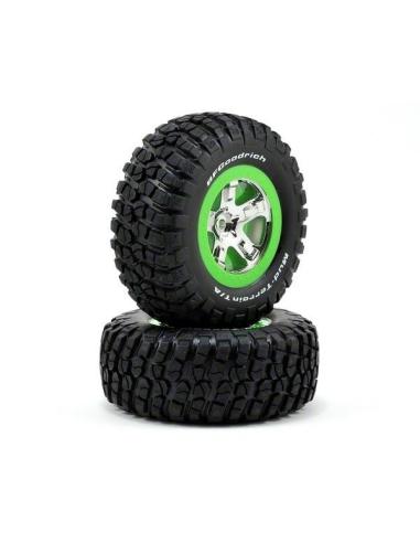 Traxxas BFGoodrich Mud T/A® KM2 tire (foam inserts) Chrome, Green beadlock wheel