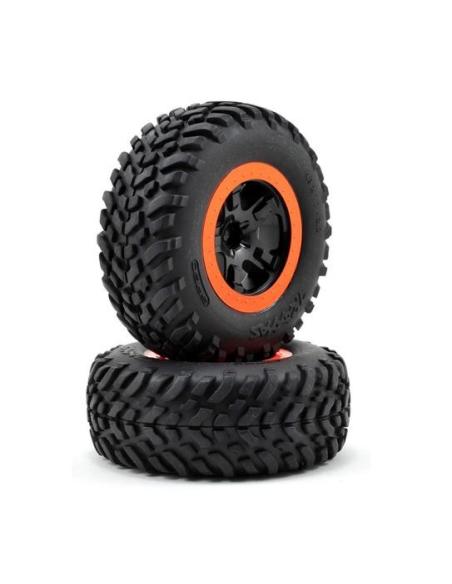Traxxas Black, Orange beadlock wheels, SCT off-road (foam inserts) (2)