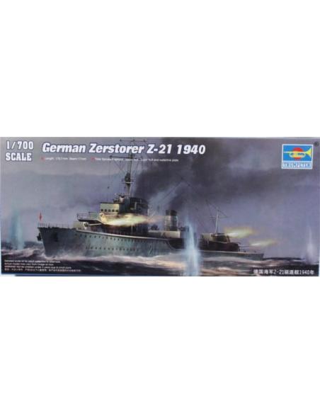 German Zerstorer Z-21 1940 Trumpeter 1/700