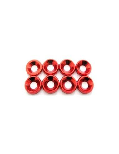 Arandelas aluminio cónicas de 4mm - Rojas (8u)