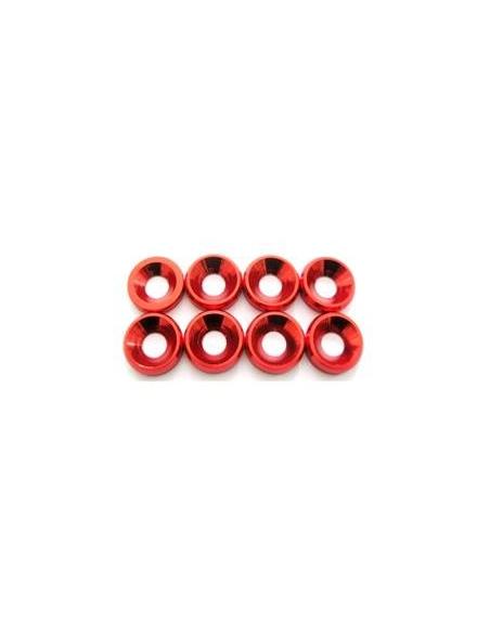 Arandelas aluminio cónicas de 4mm - Rojas (8u)